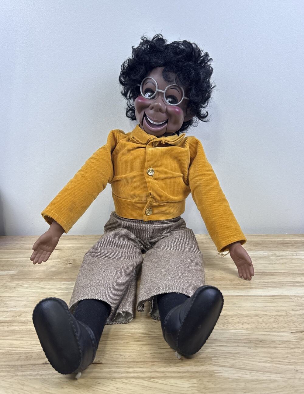 Vintage 1973 Eegee Lester Ventriloquist Dummy Doll Puppet WITH GLASSES & SHOES